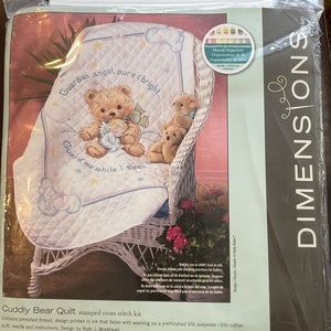 Dimensions Baby Quilt Stamped Cross-Stitch Kit Cuddly Bear